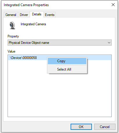 Integrated Camera Properties