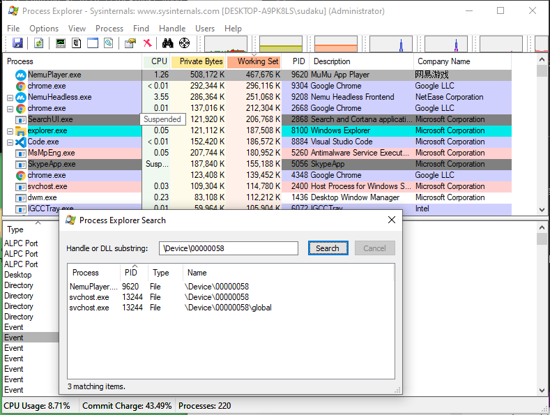 Process Explorer Search